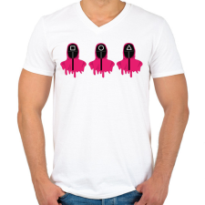 PRINTFASHION Squid game - Férfi V-nyakú póló - Fehér férfi póló
