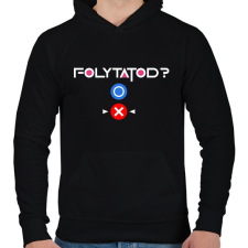 PRINTFASHION Squid Game - Folytatod? Nem! - Férfi kapucnis pulóver - Fekete férfi pulóver, kardigán