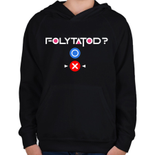 PRINTFASHION Squid Game - Folytatod? Nem! - Gyerek kapucnis pulóver - Fekete gyerek pulóver, kardigán