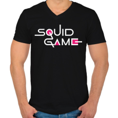 PRINTFASHION Squid Game - Logo - Férfi V-nyakú póló - Fekete
