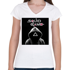 PRINTFASHION Squid Game - Női V-nyakú póló - Fehér női póló