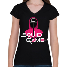 PRINTFASHION Squid Game - Női V-nyakú póló - Fekete női póló