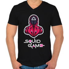 PRINTFASHION Squid game - Nyerd meg az életed N8 - Férfi V-nyakú póló - Fekete férfi póló