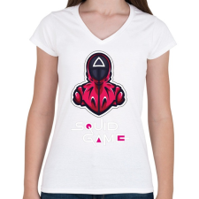 PRINTFASHION Squid game - Nyerd meg az életed N8 - Női V-nyakú póló - Fehér női póló