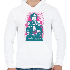 PRINTFASHION SQUID GAME paint - Férfi kapucnis pulóver - Fehér férfi pulóver, kardigán