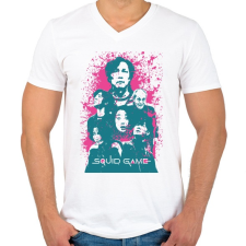PRINTFASHION SQUID GAME paint - Férfi V-nyakú póló - Fehér férfi póló