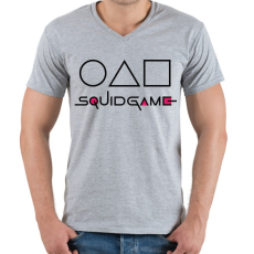 PRINTFASHION SQUID GAME soldiers - Férfi V-nyakú póló - Sport szürke