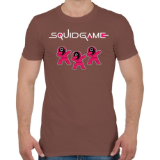 PRINTFASHION Squid game trio fehér - Férfi póló - Mogyoróbarna