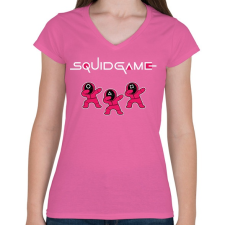 PRINTFASHION Squid game trio fehér - Női V-nyakú póló - Rózsaszín női póló