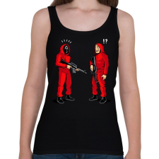PRINTFASHION Squid game vs. La casa de papel - Női atléta - Fekete női trikó