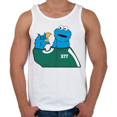 PRINTFASHION Squid Game vs. Sütiszörny - Férfi atléta - Fehér