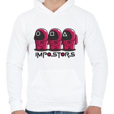 PRINTFASHION Squid games vs Among us - impostors - Férfi kapucnis pulóver - Fehér
