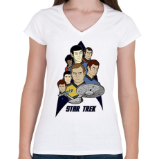 PRINTFASHION Star Trek - Női V-nyakú póló - Fehér
