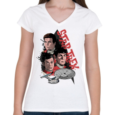 PRINTFASHION Star Trek - Női V-nyakú póló - Fehér női póló