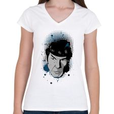 PRINTFASHION Star Trek - Spock - Női V-nyakú póló - Fehér női póló