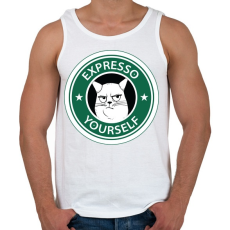 PRINTFASHION Starbucks macska - Férfi atléta - Fehér