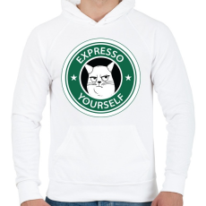 PRINTFASHION Starbucks macska - Férfi kapucnis pulóver - Fehér