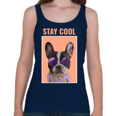 PRINTFASHION Stay Cool Frenchie - Női atléta - Sötétkék