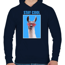PRINTFASHION STAY COOL LLAMA - Férfi kapucnis pulóver - Sötétkék
