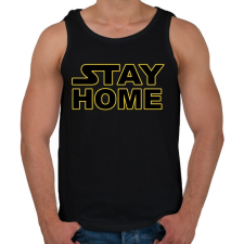 PRINTFASHION Stay Home - Férfi atléta - Fekete atléta, trikó