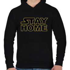 PRINTFASHION Stay Home - Férfi kapucnis pulóver - Fekete