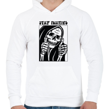 PRINTFASHION Stay positive - Férfi kapucnis pulóver - Fehér férfi pulóver, kardigán