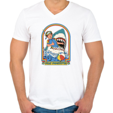 PRINTFASHION Stay positive! - Shark - Férfi V-nyakú póló - Fehér