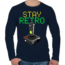 PRINTFASHION Stay retro joystick - Férfi hosszú ujjú póló - Sötétkék férfi póló