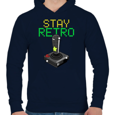 PRINTFASHION Stay retro joystick - Férfi kapucnis pulóver - Sötétkék