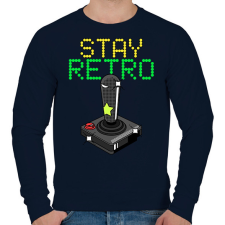 PRINTFASHION Stay retro joystick - Férfi pulóver - Sötétkék férfi pulóver, kardigán