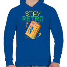 PRINTFASHION Stay retro walkman - Férfi kapucnis pulóver - Királykék férfi pulóver, kardigán