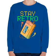 PRINTFASHION Stay retro walkman - Gyerek pulóver - Királykék