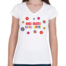 PRINTFASHION Stay trippy litlle hippie - Női V-nyakú póló - Fehér női póló