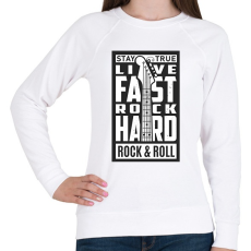 PRINTFASHION Stay true, Live fast, Rock hard, Rock & Roll - fehér - Női pulóver - Fehér