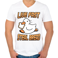 PRINTFASHION Steal bread - Férfi V-nyakú póló - Fehér