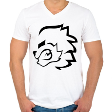 PRINTFASHION stencil oroszlán - Férfi V-nyakú póló - Fehér