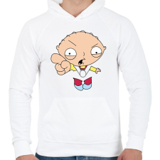 PRINTFASHION Stewie - Férfi kapucnis pulóver - Fehér férfi pulóver, kardigán