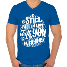 PRINTFASHION Still fall in love - Férfi V-nyakú póló - Királykék
