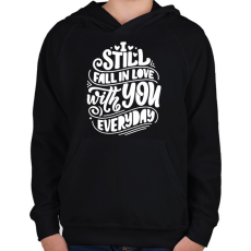 PRINTFASHION Still fall in love - Gyerek kapucnis pulóver - Fekete