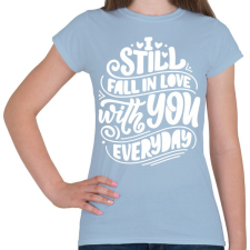 PRINTFASHION Still fall in love - Női póló - Világoskék női póló