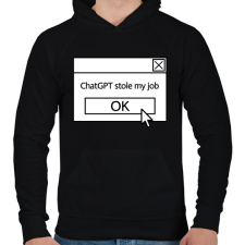 PRINTFASHION Stole my job - Férfi kapucnis pulóver - Fekete férfi pulóver, kardigán