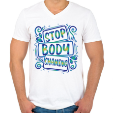 PRINTFASHION Stop body shaming - Férfi V-nyakú póló - Fehér