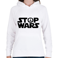 PRINTFASHION STOP WARS - Női kapucnis pulóver - Fehér női pulóver, kardigán