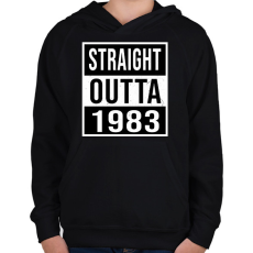PRINTFASHION Straight Outta 1983 - Gyerek kapucnis pulóver - Fekete