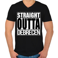 PRINTFASHION Straight Outta Debrecen - Férfi V-nyakú póló - Fekete férfi póló