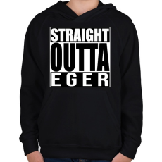 PRINTFASHION Straight Outta Eger - Gyerek kapucnis pulóver - Fekete