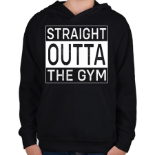PRINTFASHION Straight Outta Gym - Gyerek kapucnis pulóver - Fekete gyerek pulóver, kardigán