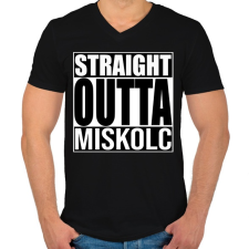 PRINTFASHION Straight Outta Miskolc - Férfi V-nyakú póló - Fekete férfi póló