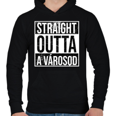 PRINTFASHION STRAIGHT OUTTA VÁROSOD - Férfi kapucnis pulóver - Fekete