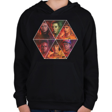 PRINTFASHION Stranger Things - Characters - Gyerek kapucnis pulóver - Fekete